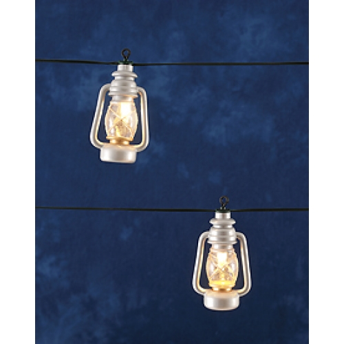 LED Lichtsnoer 10 zilverkleurige stormlantaarns