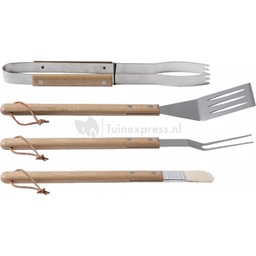 4-delige luxe houten bbq set