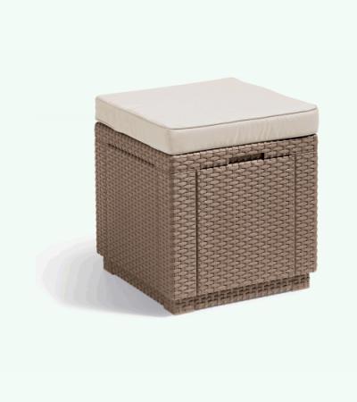 Cube multifunctionele voetenbank cappuccino met kussen
