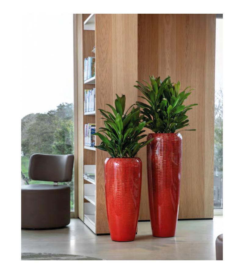 Amfi hoge bloempot binnen Snake 34x34x97 cm grijs