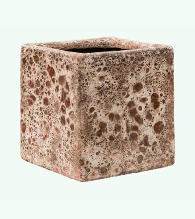 Lava Relic Pink Cube bloempot binnen 16x16x16 cm