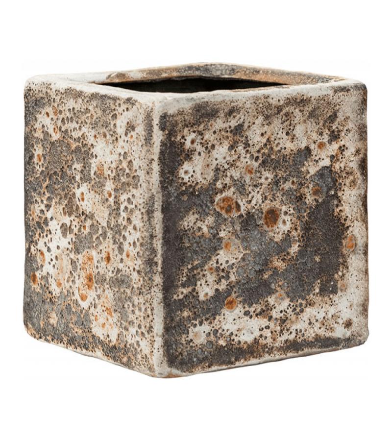 Lava Relic Rust metal Cube bloempot binnen 16x16x16 cm
