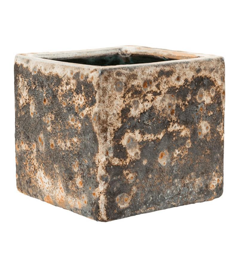 Lava Relic Rust metal Cube bloempot binnen 20x20x20 cm