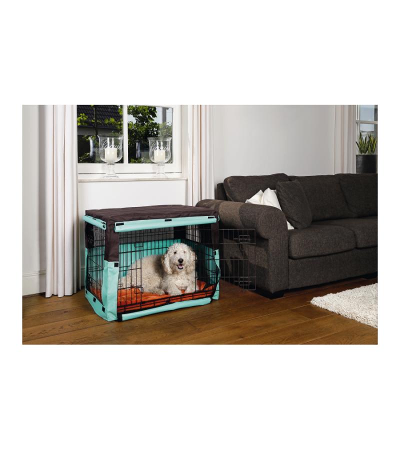 Hoes voor hondenbench bruin/mint 63 x 55 x 61 cm