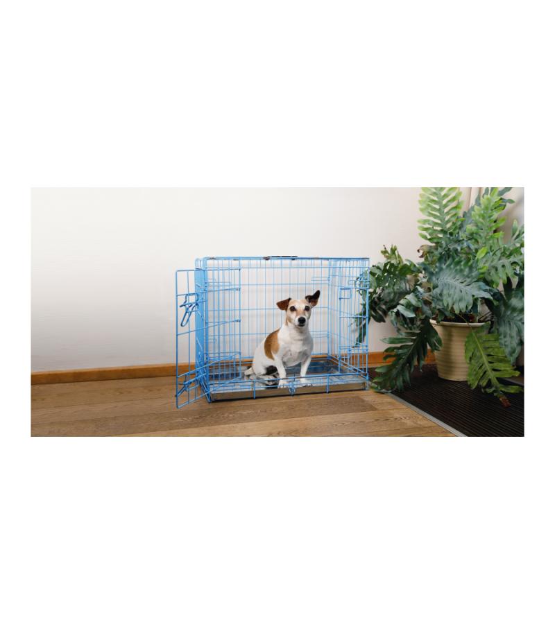 Hondenbench 2 deurs blauw. 62 x 44 x 49 cm