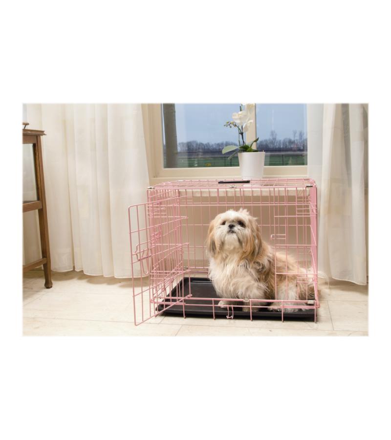 Hondenbench 2 deurs roze  62 x 44 x 49 cm