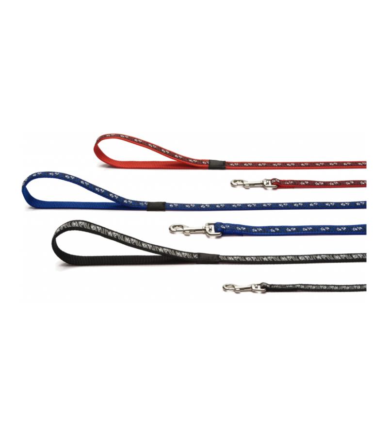 Hondenriem poot mootief 120cm x 10mm blauw