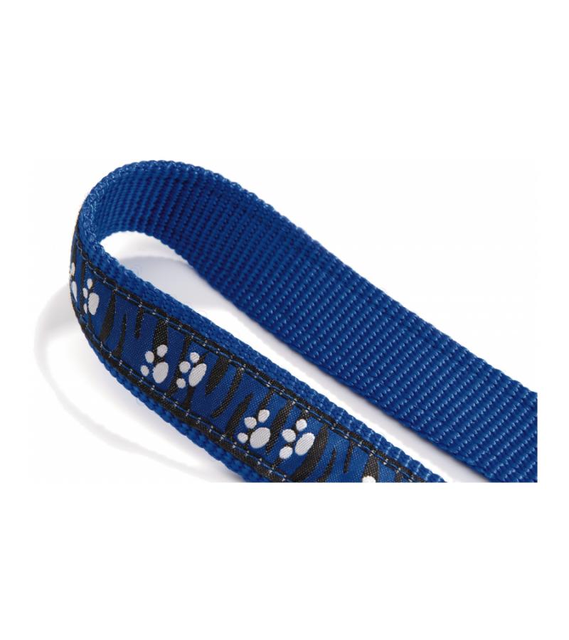 Hondenriem poot mootief 120cm x 10mm blauw