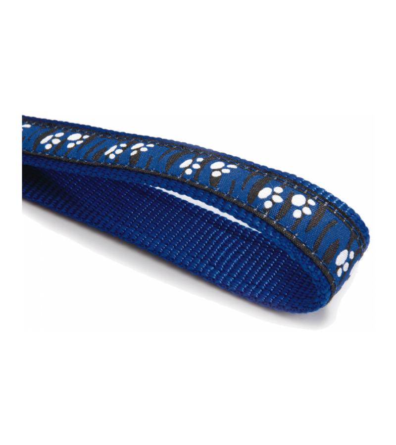 Hondenriem poot mootief 120cm x 10mm blauw