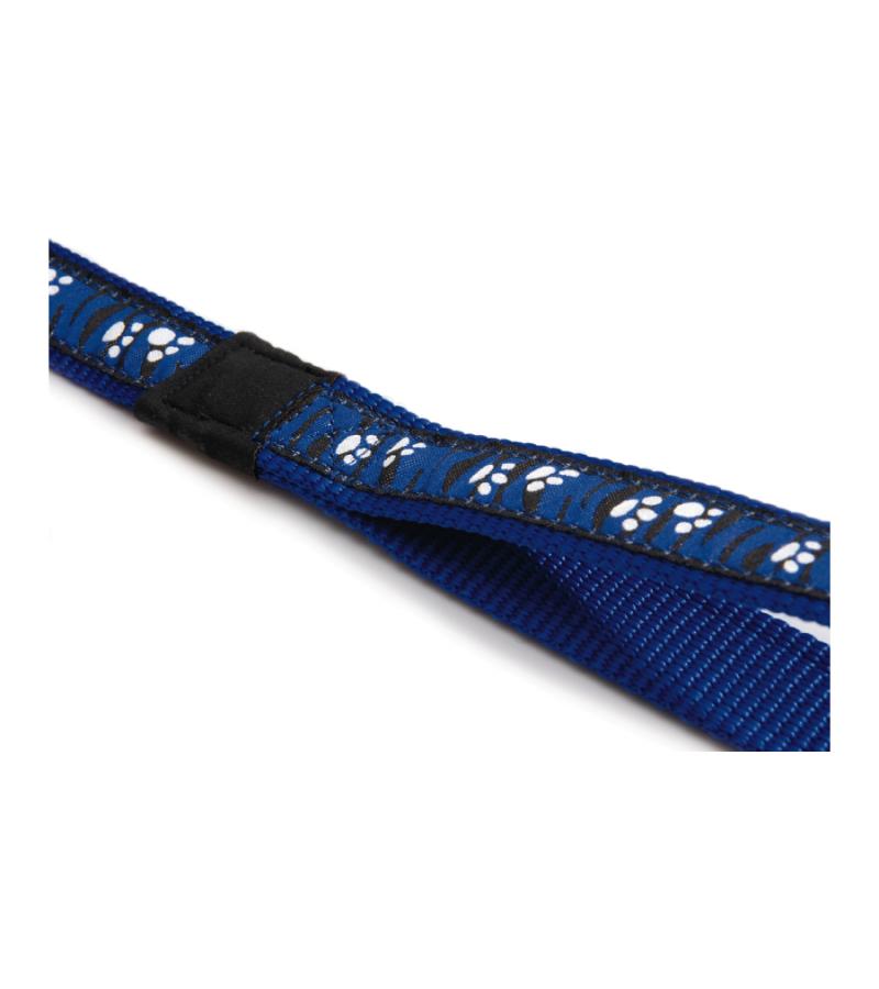 Hondenriem poot mootief 120cm x 10mm blauw