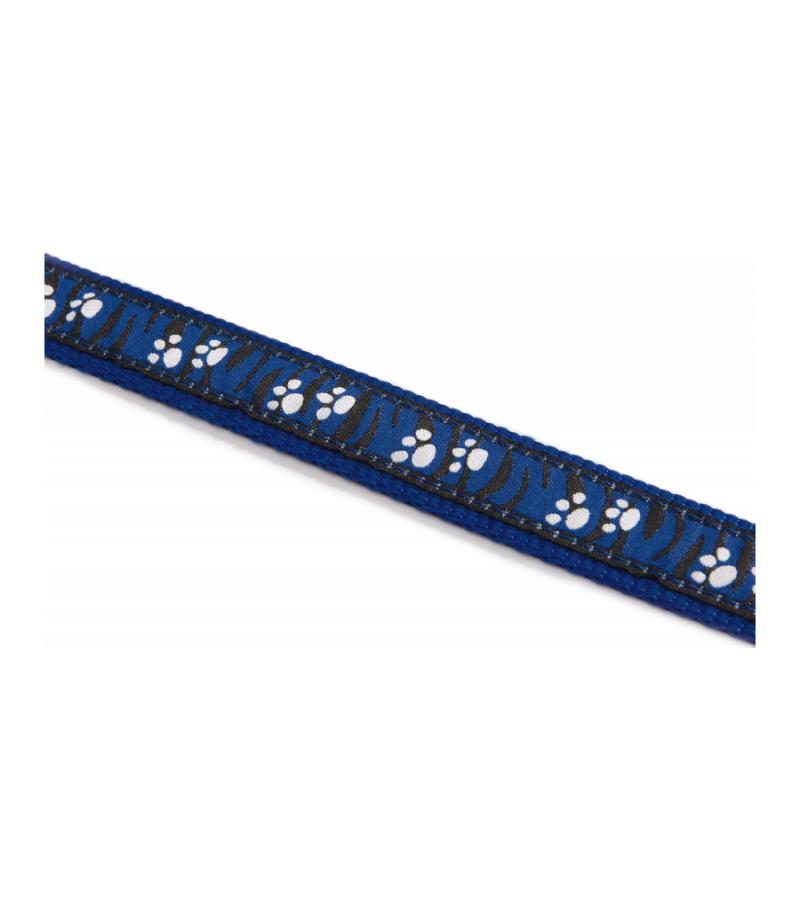 Hondenriem poot mootief 120cm x 10mm blauw