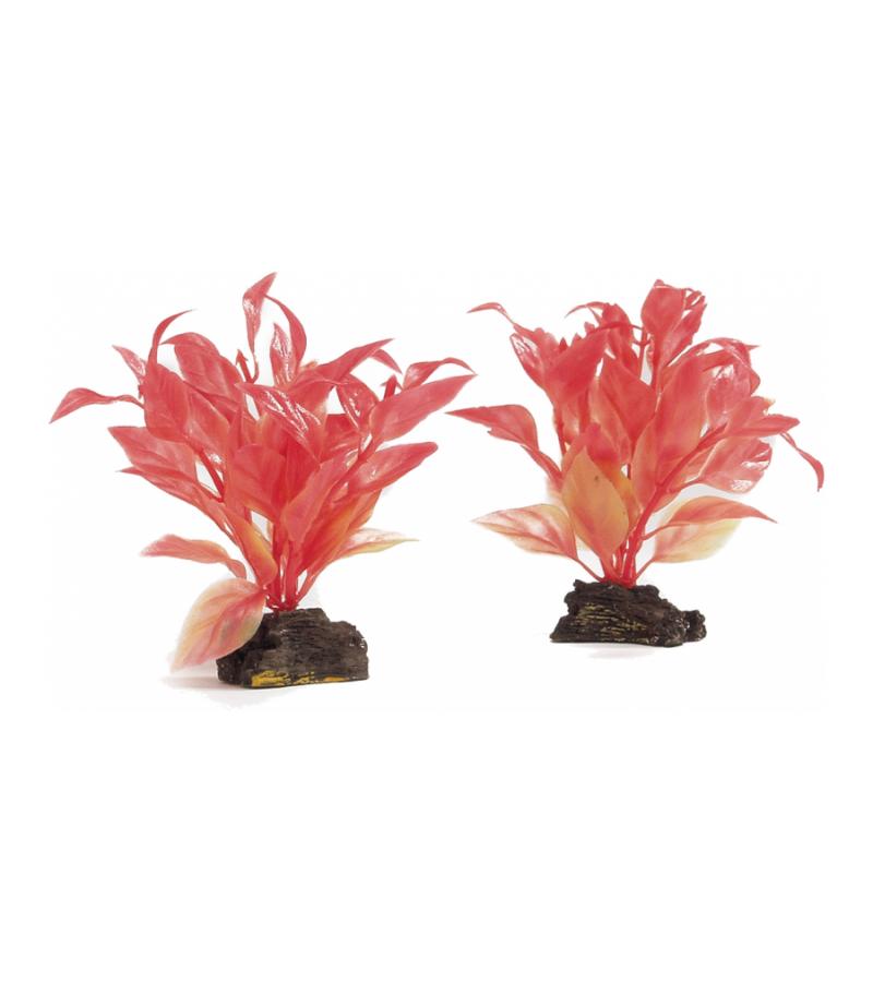 Kunststof aquariumplant rood set van 2 stuks