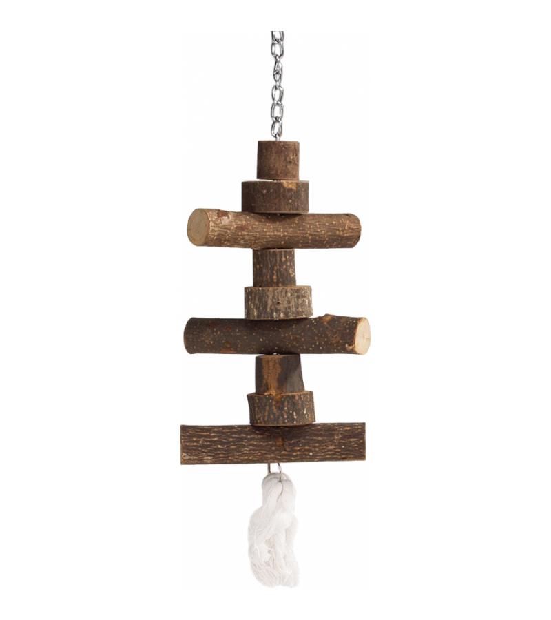 Houten trapezeboom voor vogels groot