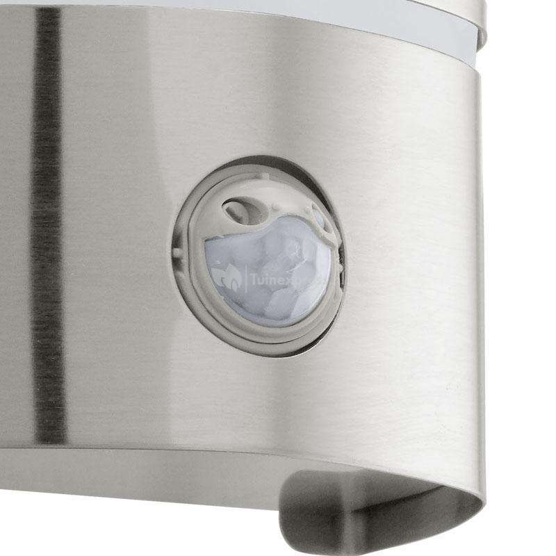 LED buiten wandlamp Julea, roestvrij staal, glas, bewegingsmelder
