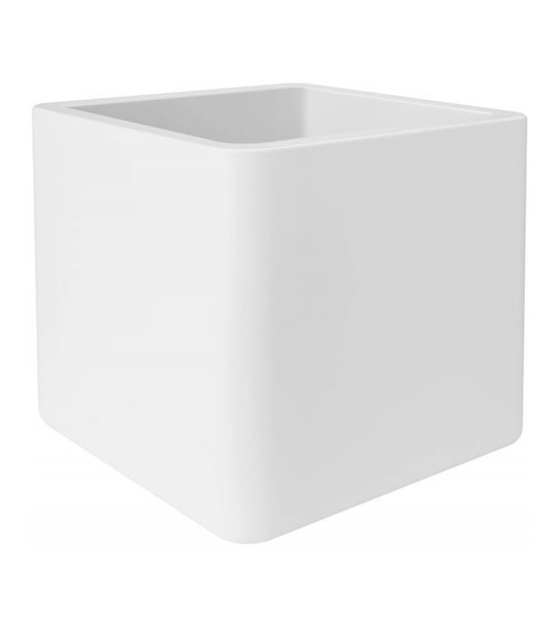 Elho Pure soft brick Wheels 39x39x39cm vierkante plantenbak wit