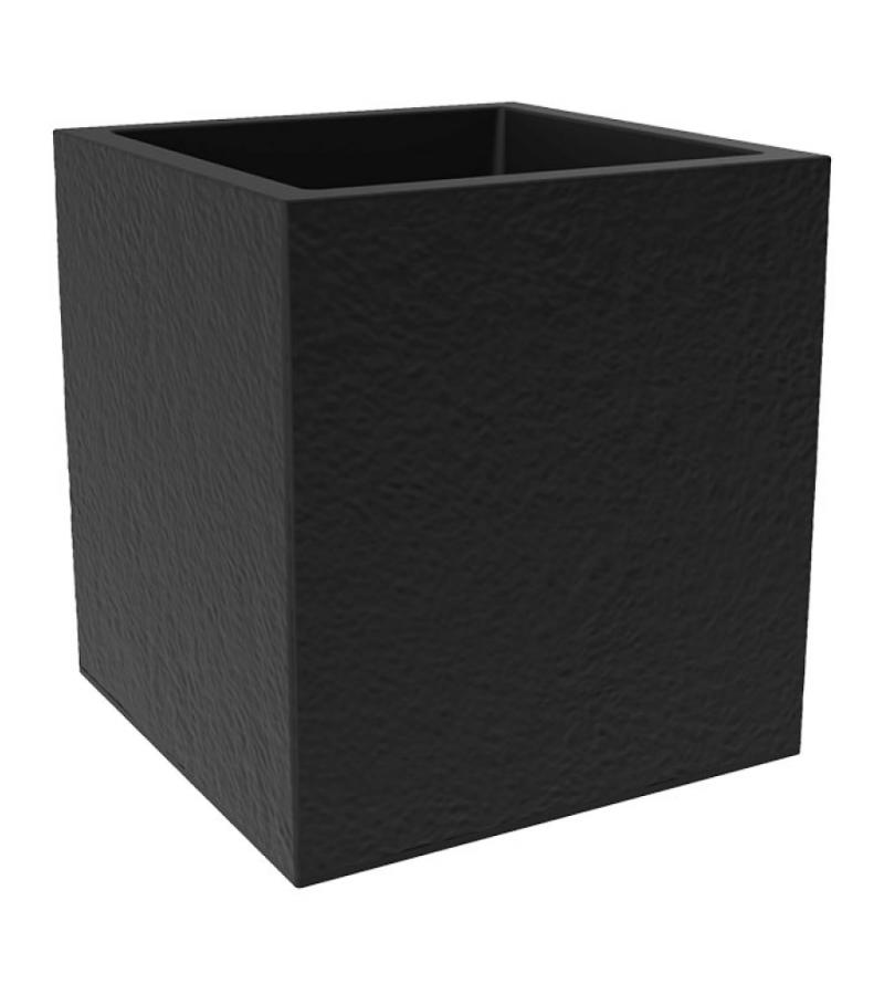Elho Vivo structuur 39x39x40cm vierkante plantenbak zwart