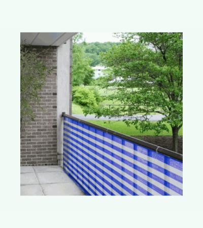 Balkondoek blauw en wit 0.9 x 5 meter