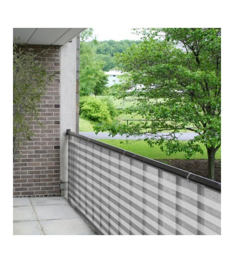 Balkondoek grijs en wit 0.9 x 5 meter