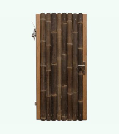 Bamboe schutting poortdeur zwart 100 x 200 cm x 60-80 mm