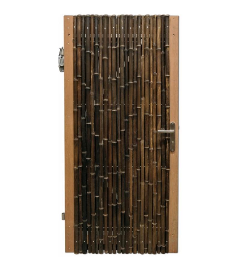 Bamboe schutting poortdeur zwart 100 x 180 cm x 18-28 mm