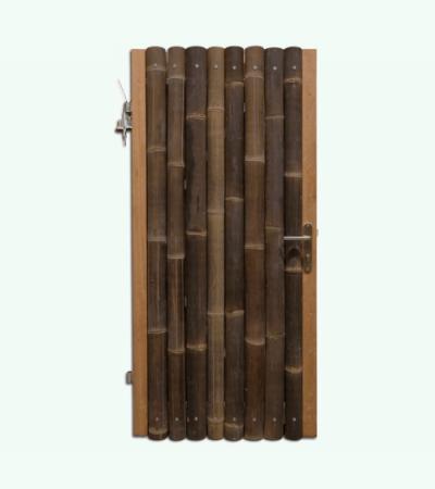 Bamboe schutting poortdeur zwart 100 x 180 cm x 60-80 mm