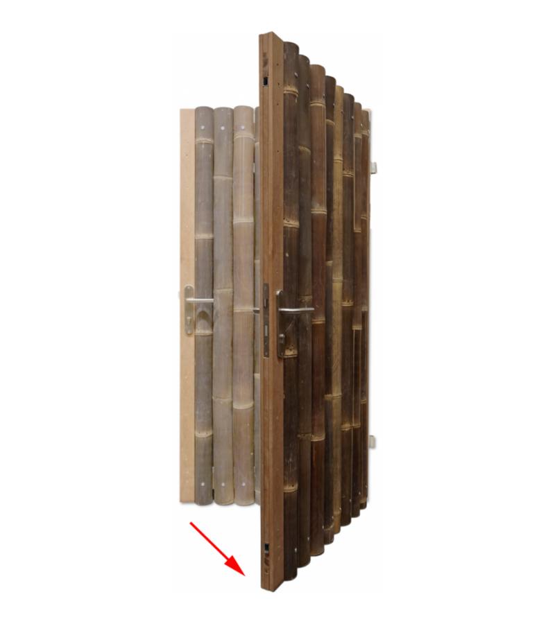 Bamboe schutting poortdeur zwart 100 x 180 cm x 60-80 mm