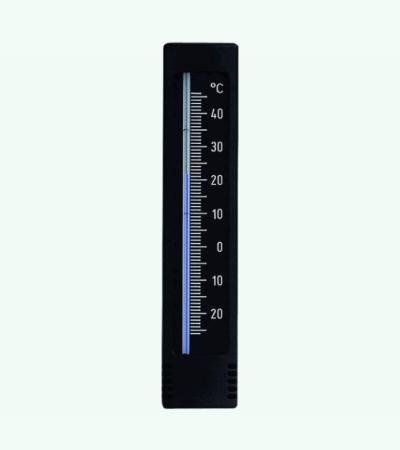 Buitenthermometer kunststof zwart/zilver 14.5 cm