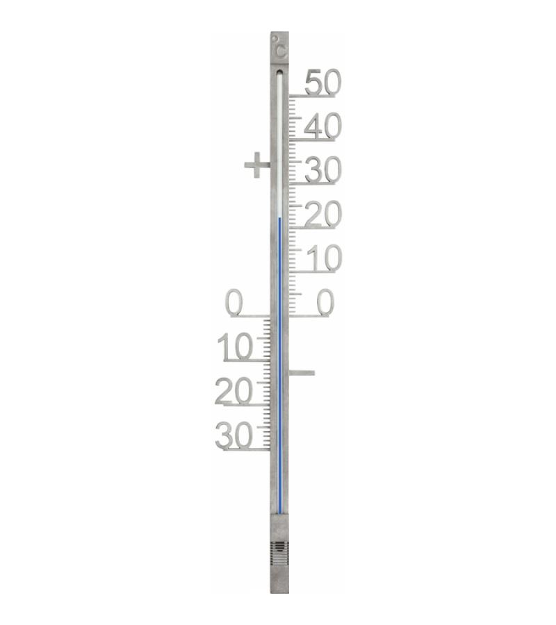 Buitenthermometer metaal zilverkleurig 41 cm