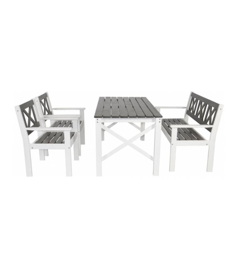 Larvik 4-persoons tuinset grijs / wit