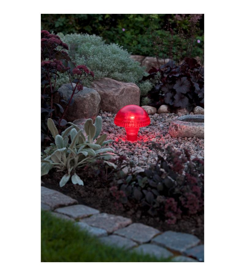 Led solarlamp assisi paddestoel rood