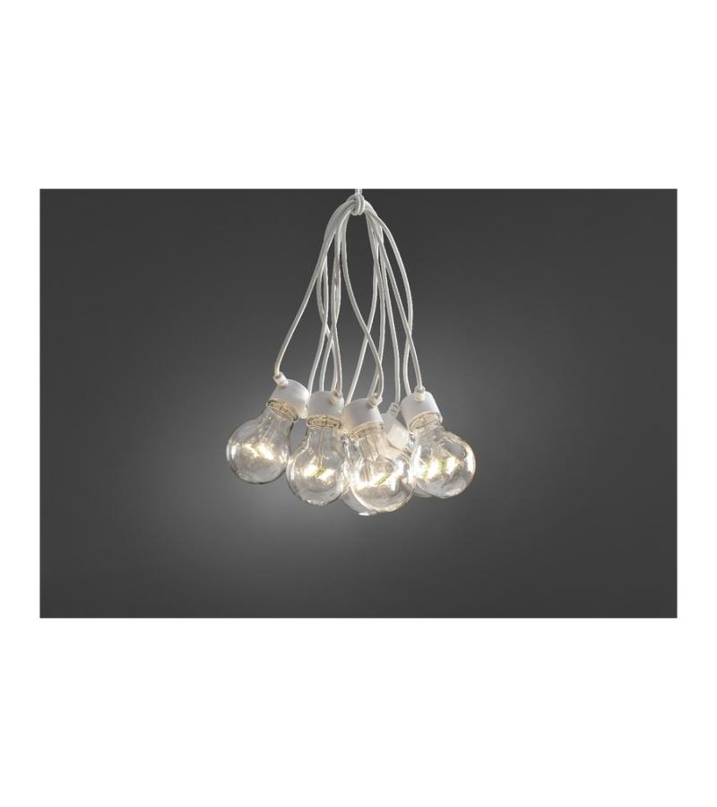 LED feestverlichting met heldere lampen en wit snoer