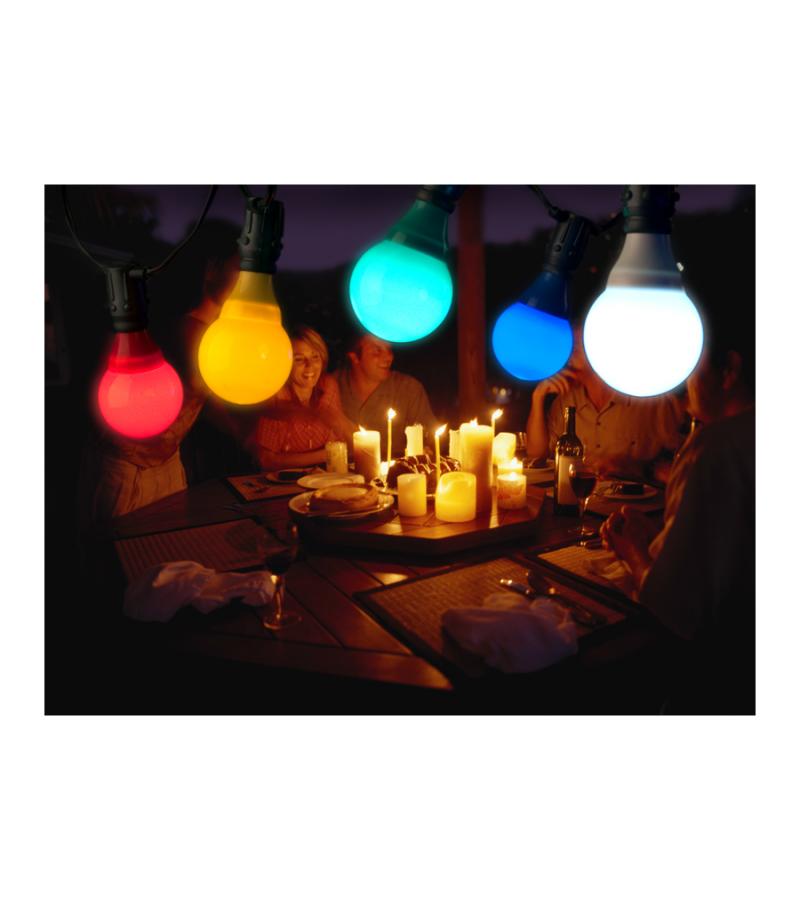 LED feestverlichting met gekleurde e14 kogellampen