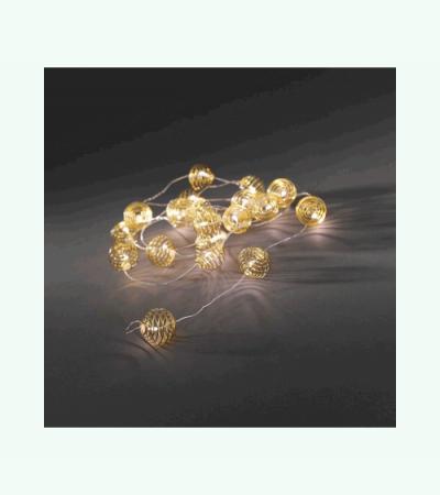 LED deco lichtsnoer metaalballen goudkleurig
