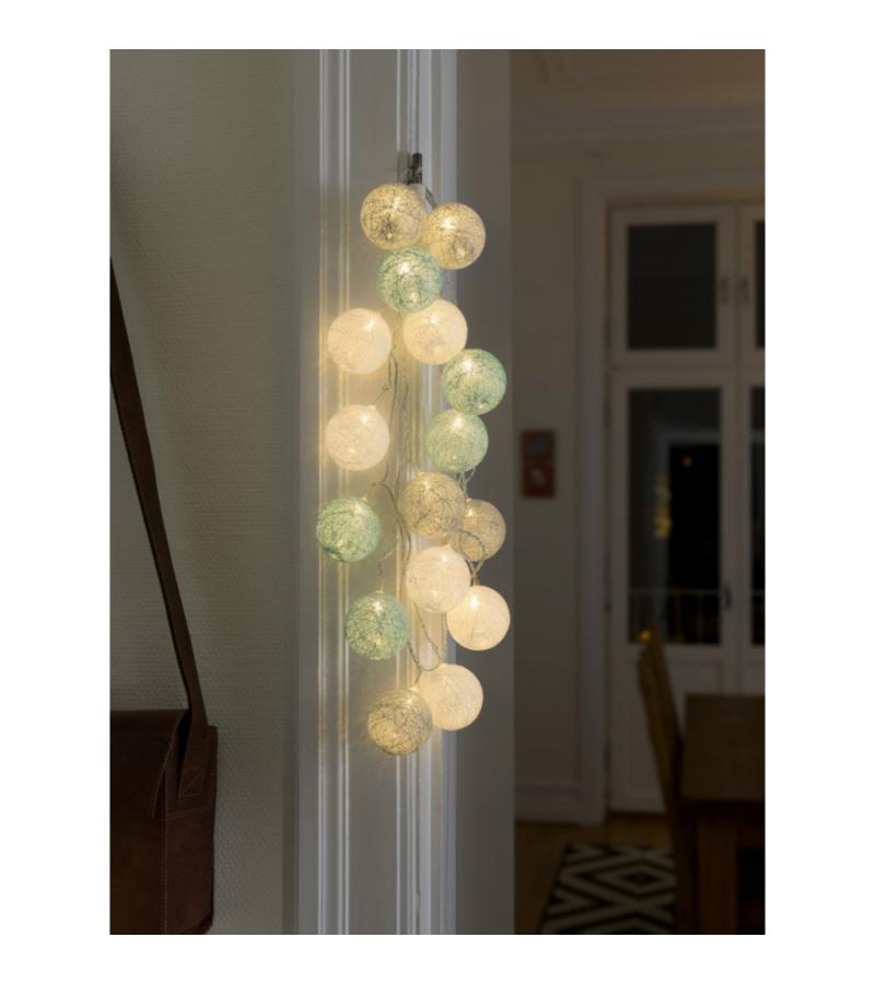 LED cotton balls lichtsnoer nature 6cm