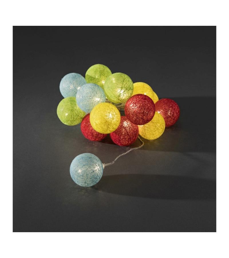 LED cotton balls lichtsnoer multicolor 6cm