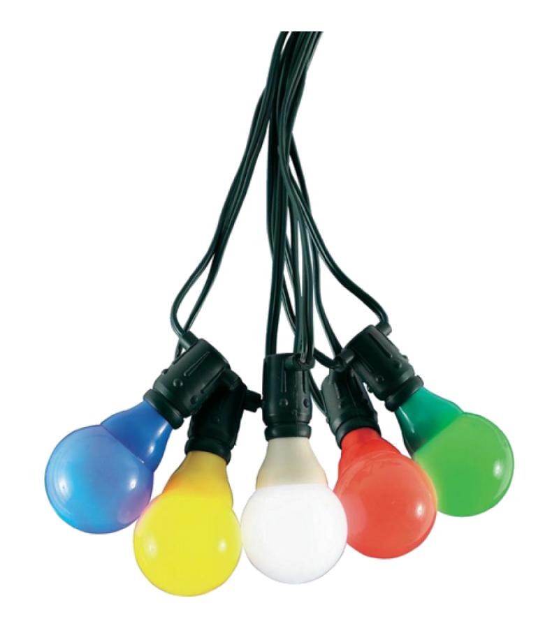 LED feestverlichting met gekleurde e14 kogellampen