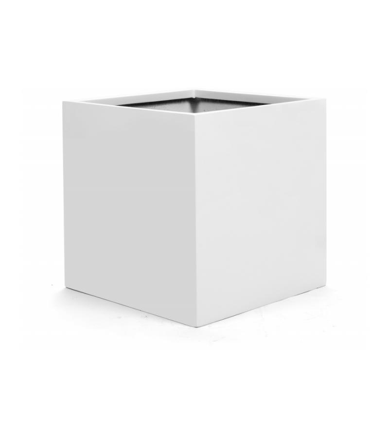 Argento plantenbak Cube L glanzend wit