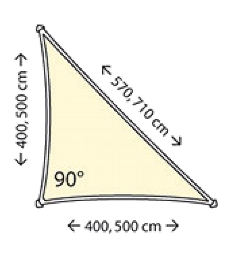 Nesling Coolfit schaduwdoek driehoek 90 graden zand 4 x 4 x 5.7 meter