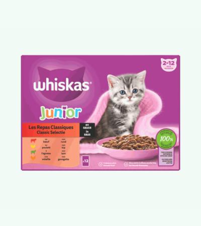 Junior classic selectie in saus maaltijdzakjes multipack 12x85g dierensnack - whiskas