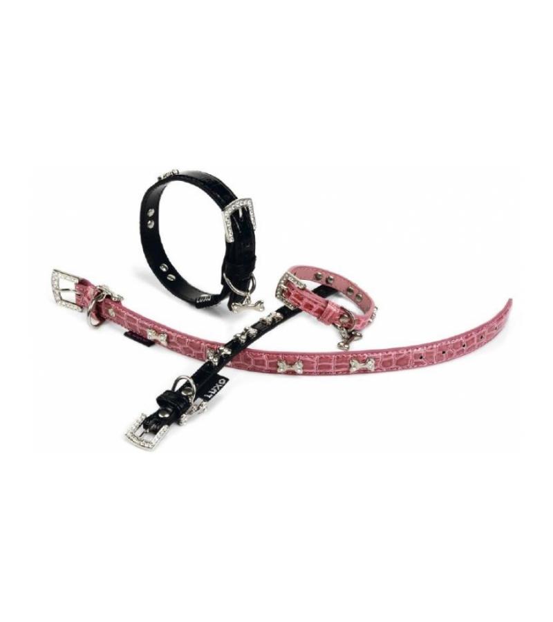 Luxo honden halsband roze en zwart