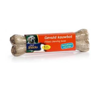 Afbeelding DeliSnacks gevuld kauwbot met bullepees hondensnack - 2 stuks - 10 cm door Tuinexpress.nl