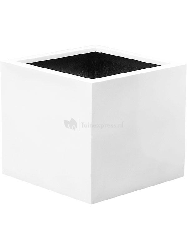 bolvormig Ga terug Cilia Pottery Pots Glossy Block 60x60x60 cm wit vierkante plantenbak |  Tuinexpress.nl