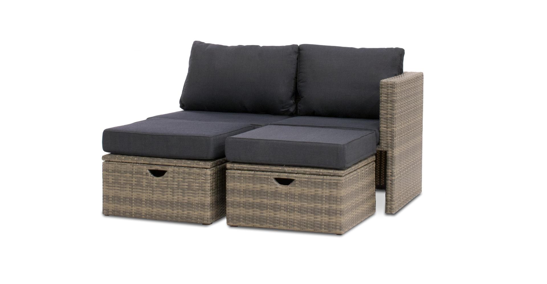 Rhodos lounge bench with footrest