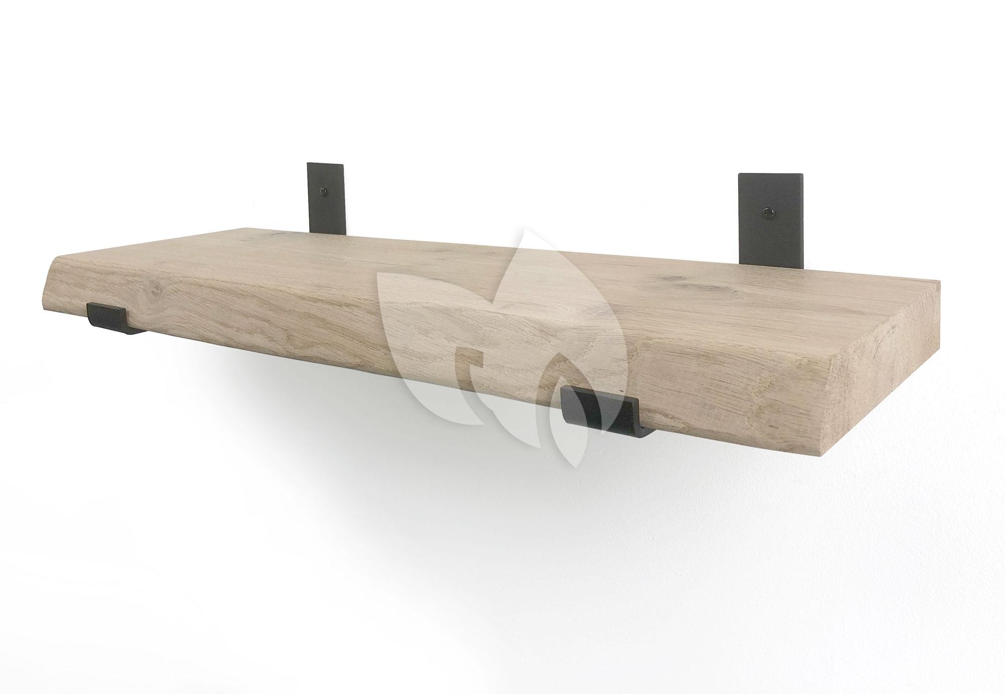 browser Opblazen invoegen Wood Brothers Eiken wandplank boomkant 100 cm in 20 cm diepe industriele  plankdragers | Tuinexpress.nl