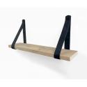 Steigerhout wandplank gebruikt 50 x 20 cm inclusief leren riemen zwart