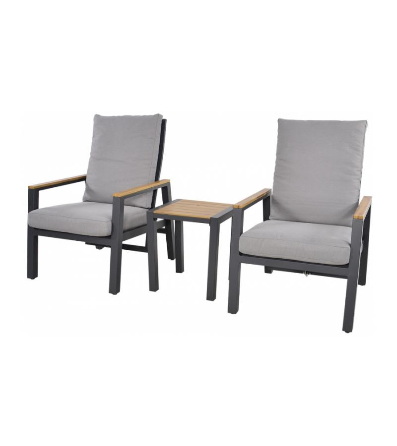 Coda charcoal antraciet duo loungeset - 2 persoons