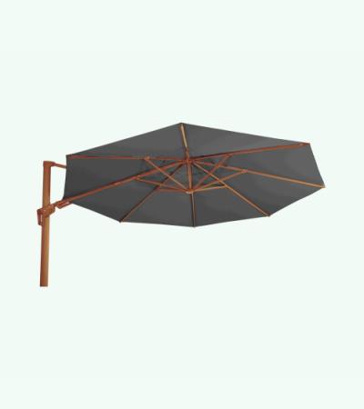 VirgoFlex Zweefparasol houtlook grijs 350 cm ronde parasol