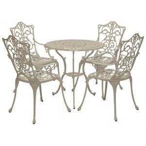 Bistroset 5-delig met aluminium frame wit