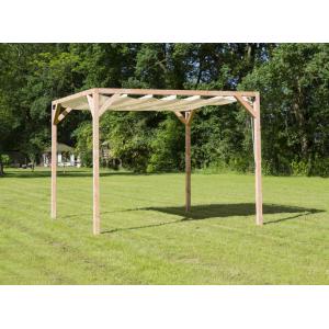 Vrijstaande pergola hout 2.9x5 meter met gebroken wit kleurig harmonicadoek