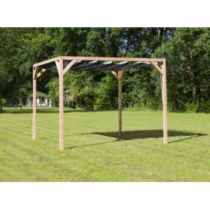 Vrijstaande pergola hout 3.7x3.7 meter met zwart kleurig harmonicadoek